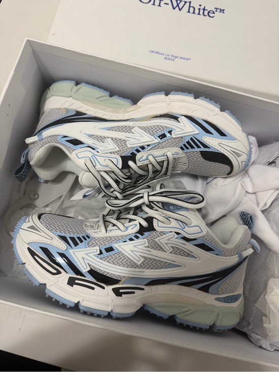 Off-White Shoes - Off-White White, Light Blue & Black Trail-Inspired Sneakers